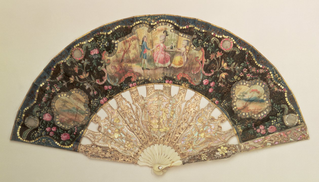 Fan decorado com cenas de namoro, final do século XVIII de Unbekannt Unbekannt