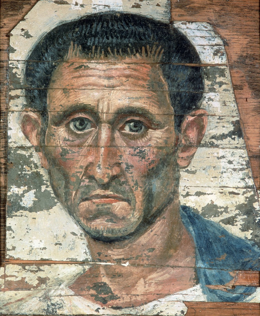 Fayum retrato de um homem em um manto azul, Trajano, c.98-117 de Unbekannt Unbekannt