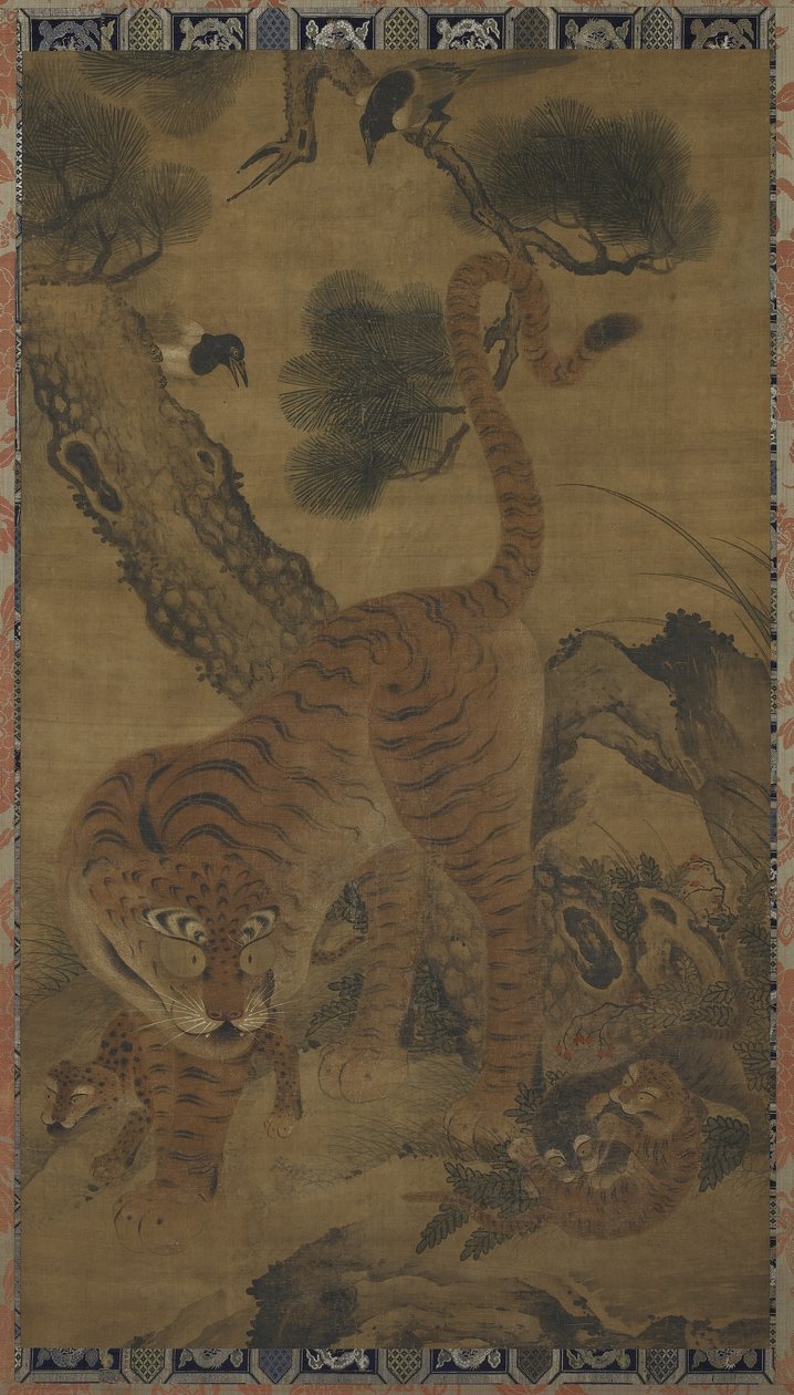 Rolo de suspensão: tigre e filhotes, Coreia ou China, período Choson ou dinastia Ming, século XVIII ou XV-XVI de Unbekannt Unbekannt