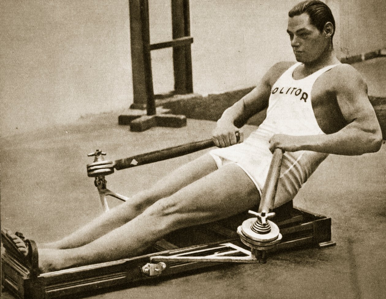 Johnny Weissmuller, o primeiro homem a nadar 100m em menos de um minuto, campeão dos Olymics de 1924 e 1928, década de 1920 de Unbekannt Unbekannt