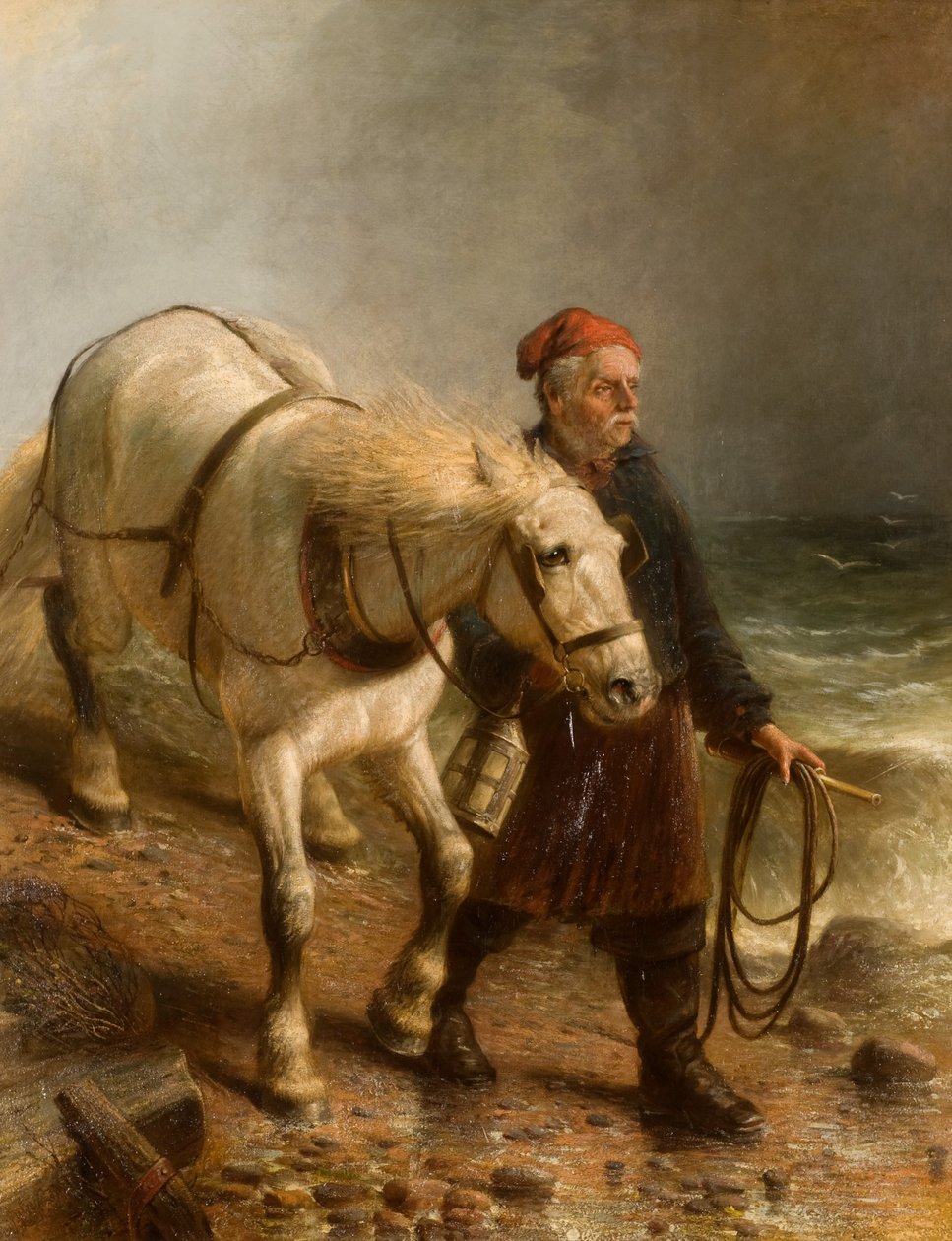 Homem, com, cavalo, e, lanterna de Unbekannt Unbekannt