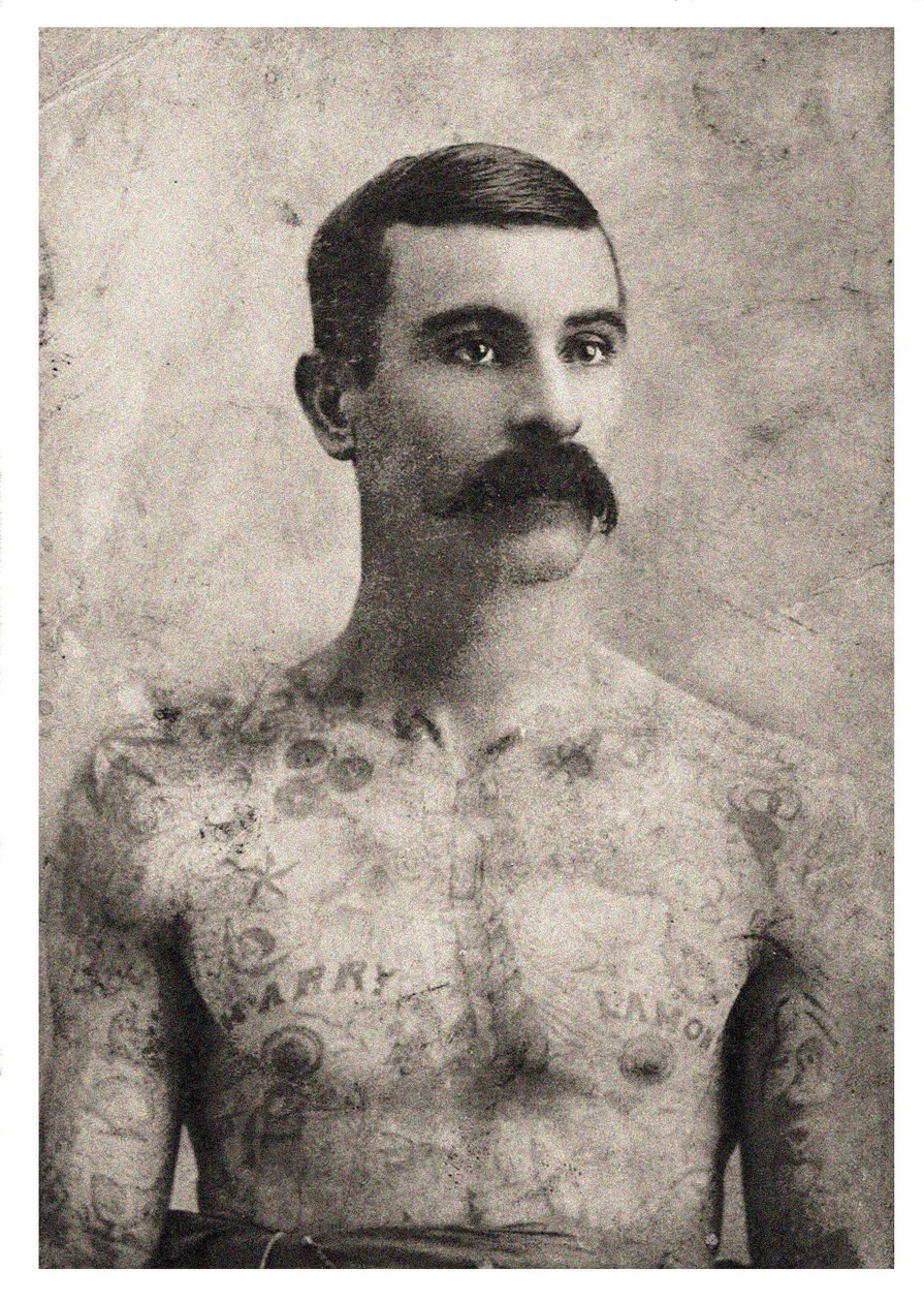 Retrato de um soldado britânico tatuado, c.1909 de Unbekannt Unbekannt