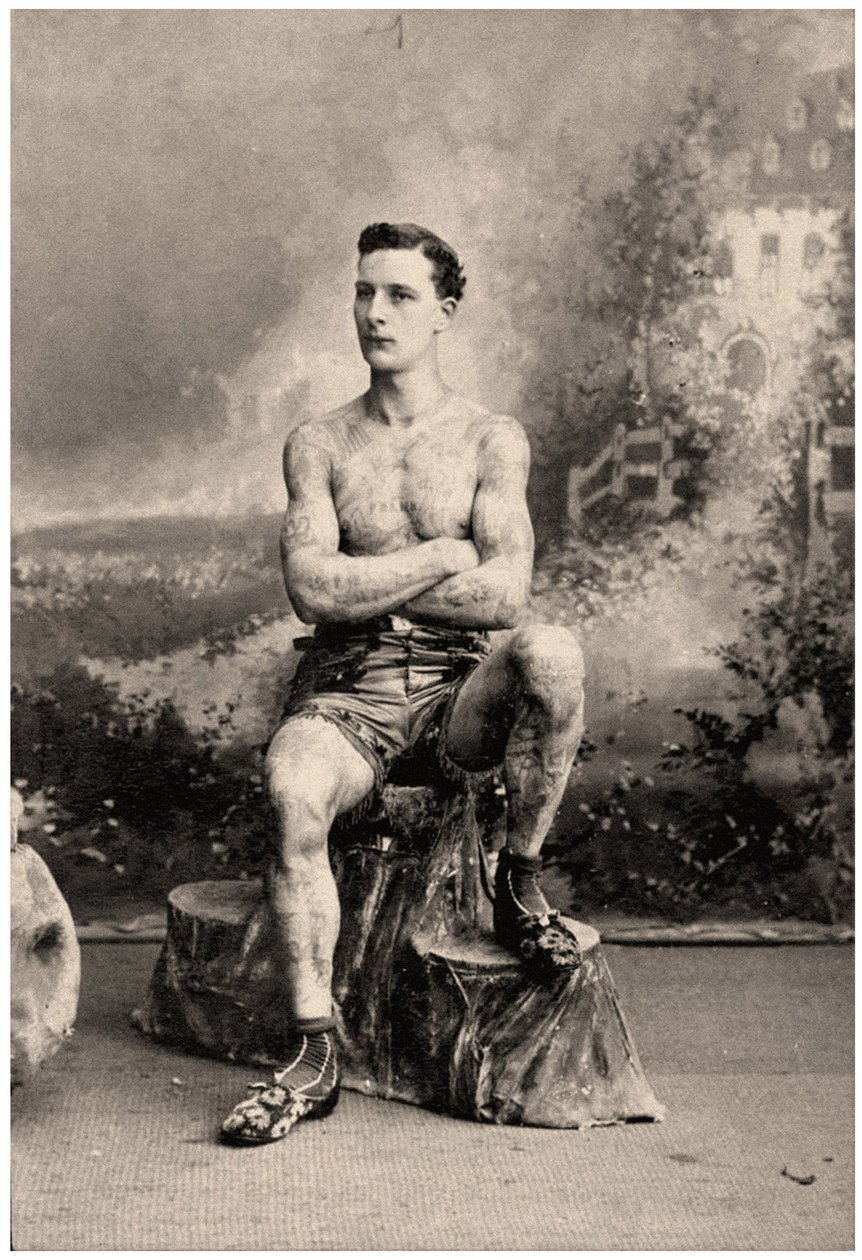 Retrato, de, um, tatuado, homem de Unbekannt Unbekannt