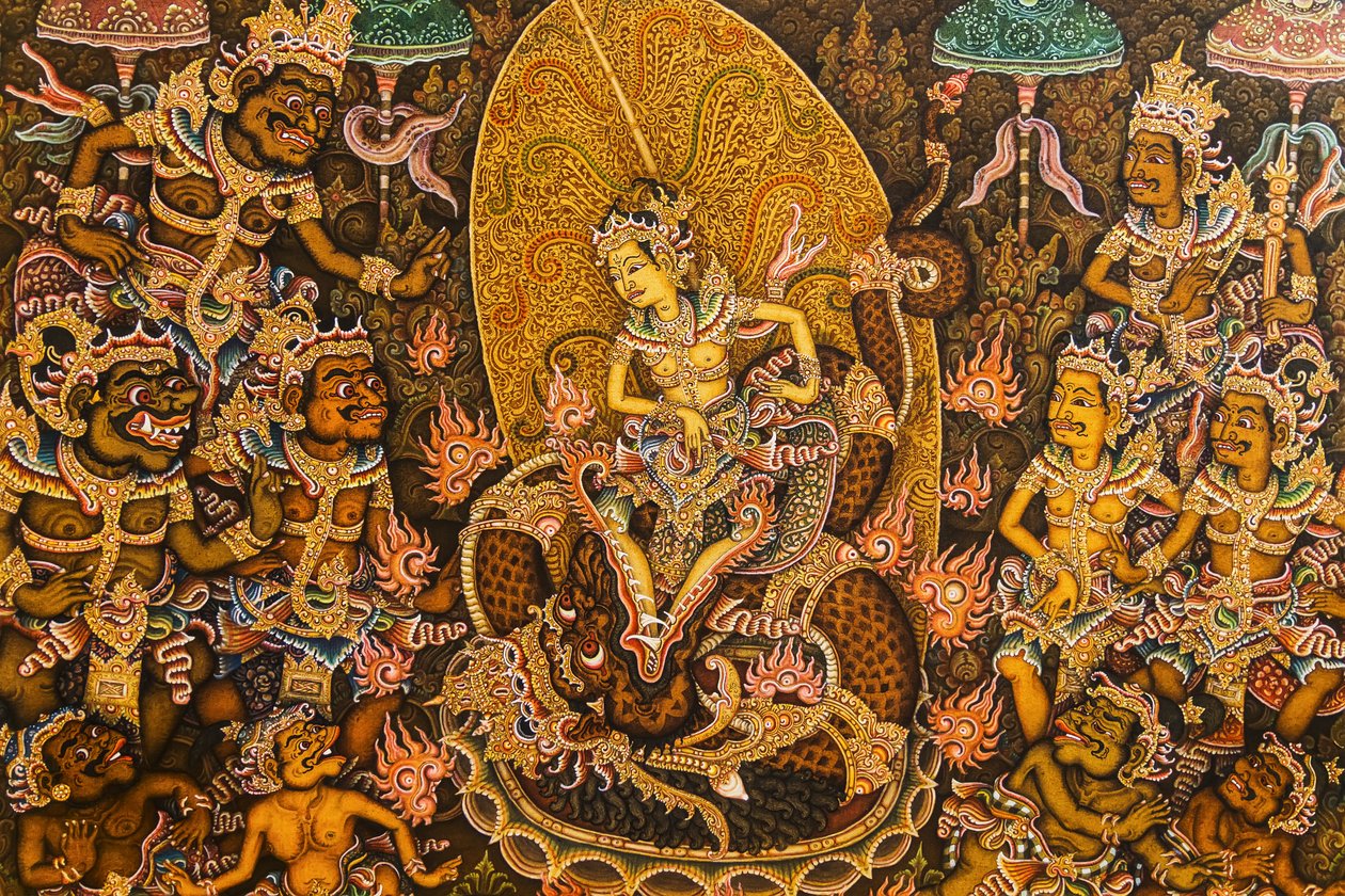 Semara e Ratih, pintura de Ketut Mandra em exposição no Museu Puri Lukisan, Ubud, Bali, Indonésia de Unbekannt Unbekannt