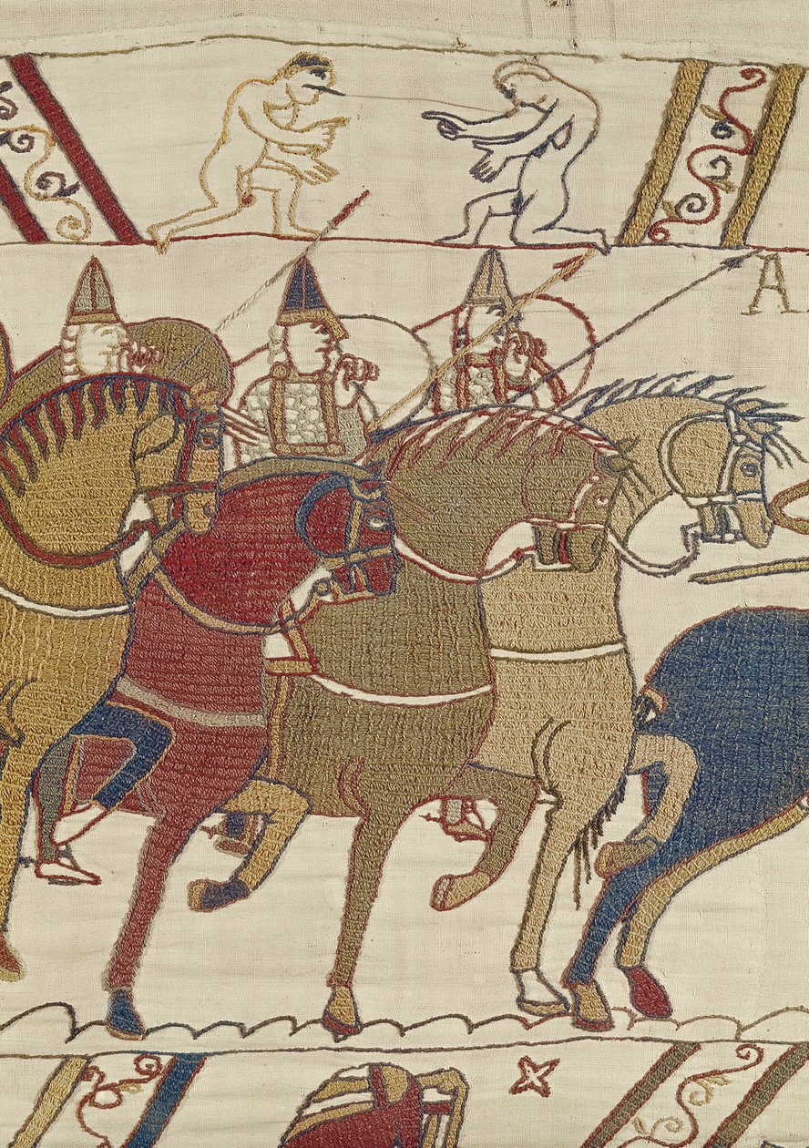 Os normandos partiram de Hastings para atacar Harolm, a Tapeçaria de Bayeux de Unbekannt Unbekannt