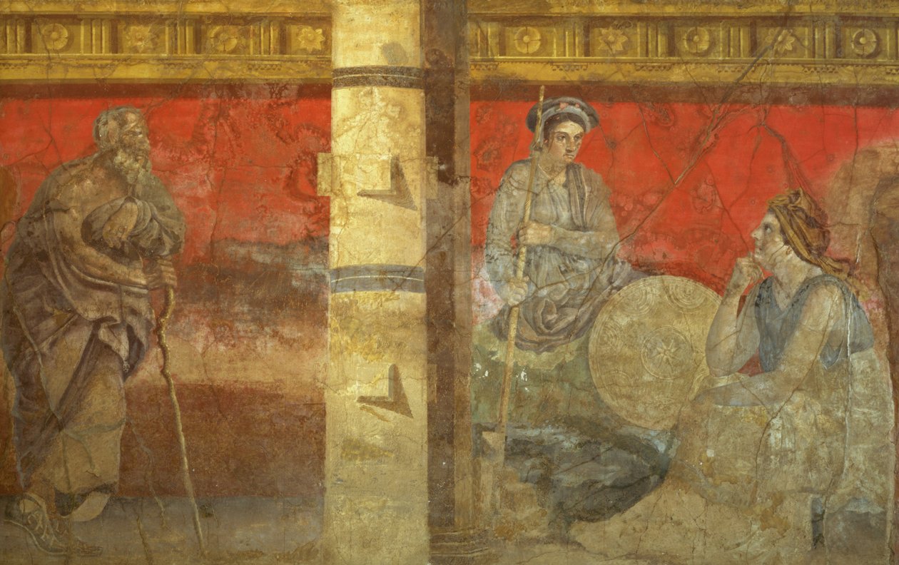 A Personificação da Macedônia e um Filósofo, da Villa de P. Fannius Synistor, Boscoreale, c.50-40 aC de Unbekannt Unbekannt