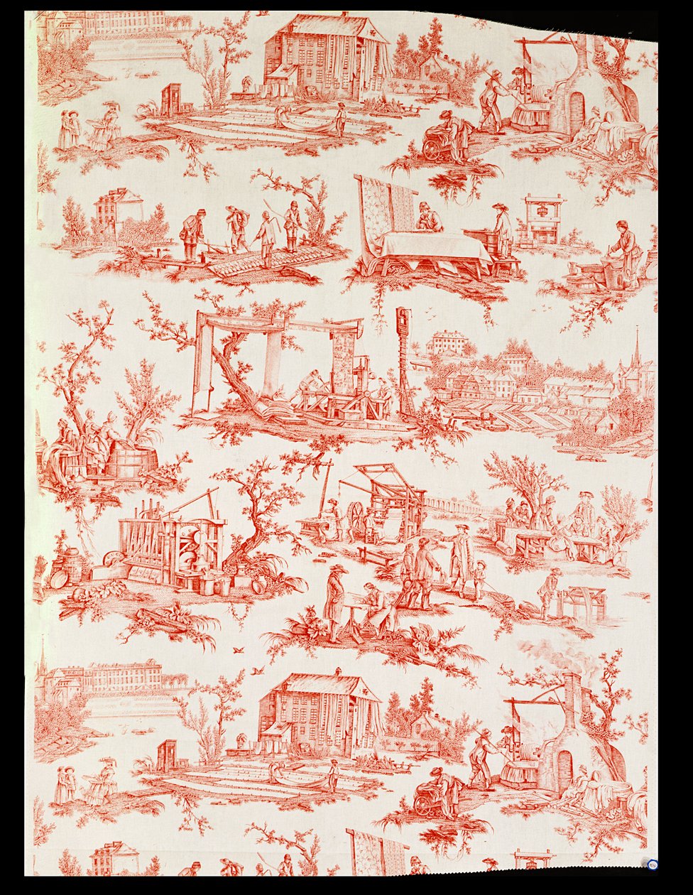 Toile de Jouy, ilustrando os processos de fabricação de algodão, projetado por Christophe Huet, francês, 1783 de Unbekannt Unbekannt