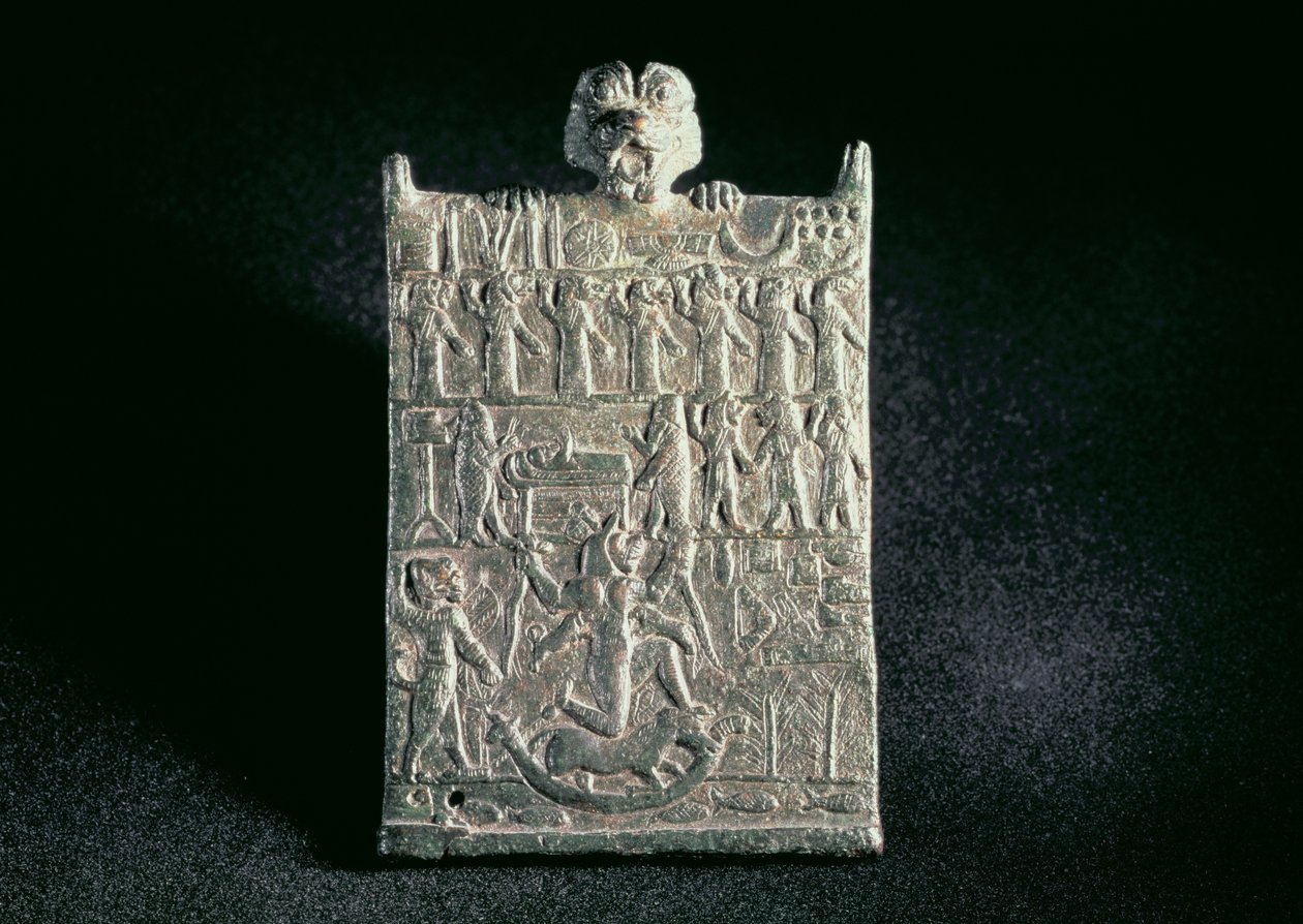 00362 Placa do Inferno, representando a conspiração contra Lamashtu, Neo-Assírio, da Mesopotâmia, c.1700 aC (bronze) de Unbekannt