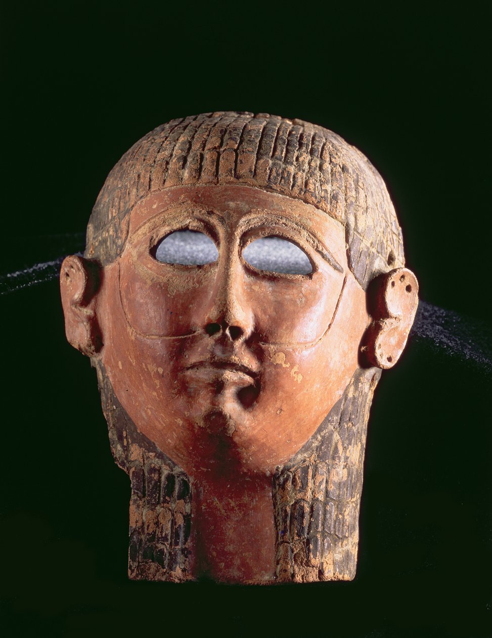 00368 Máscara barbudo, de Cartago, Tunísia, Fenício, século IV a.C. (moldada, pintada em terracota) de Unbekannt