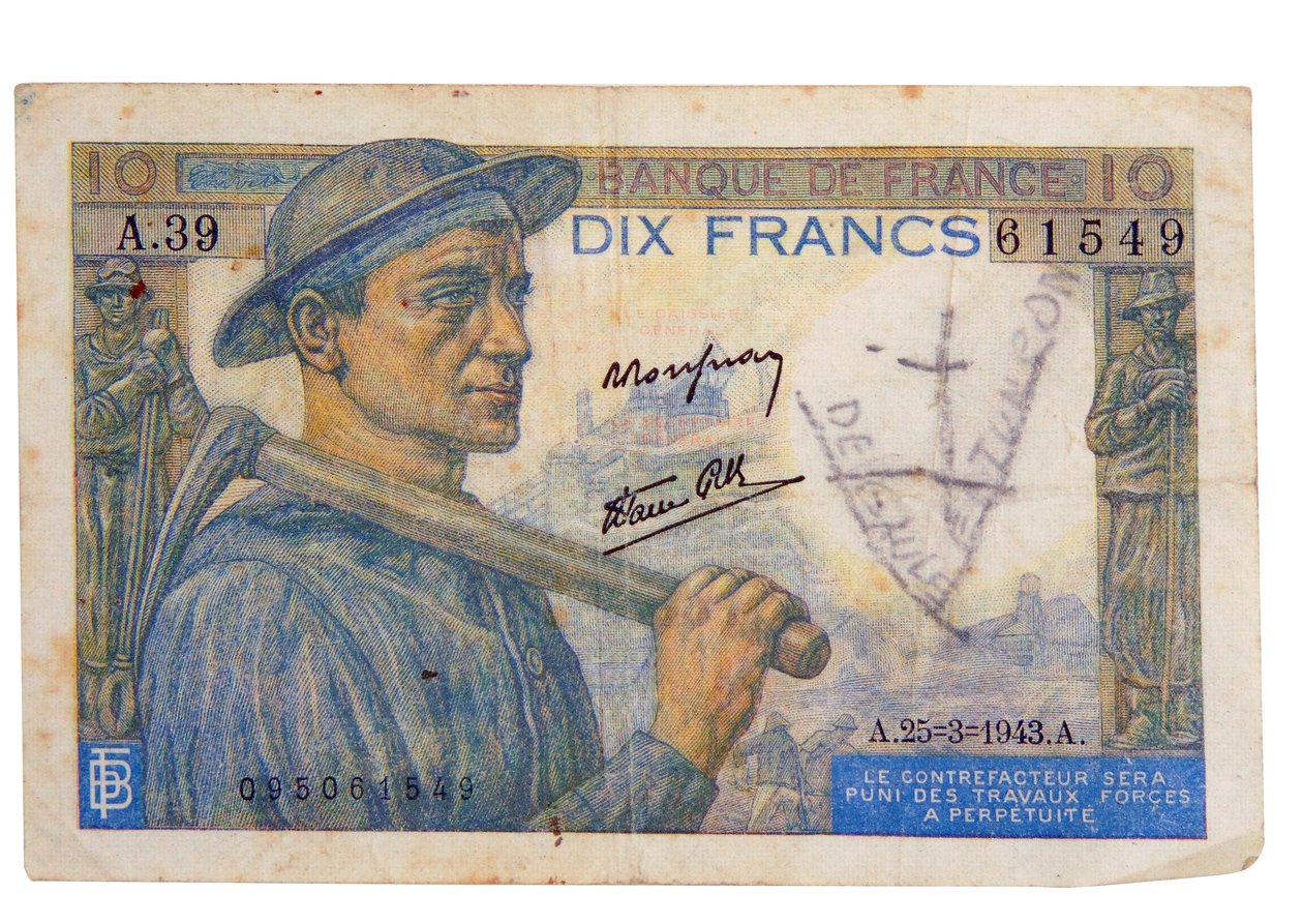 1942 10-franc nota de Unbekannter Künstler