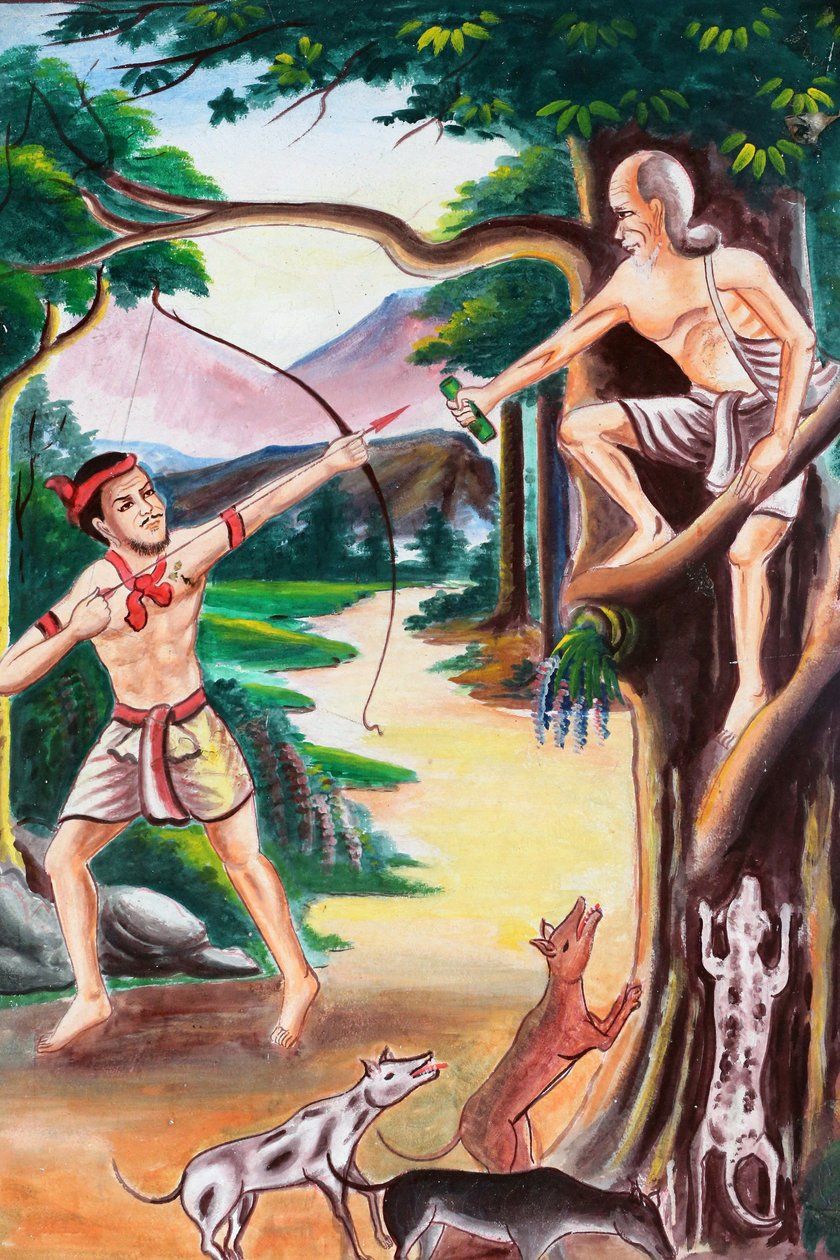 20151102, Vang Vieng, Laos : Os Contos de Jataka são narrativas sobre as vidas anteriores do Buda (isto é, antes de ele ter nascido pela última vez para se tornar o Buda) de Unbekannt