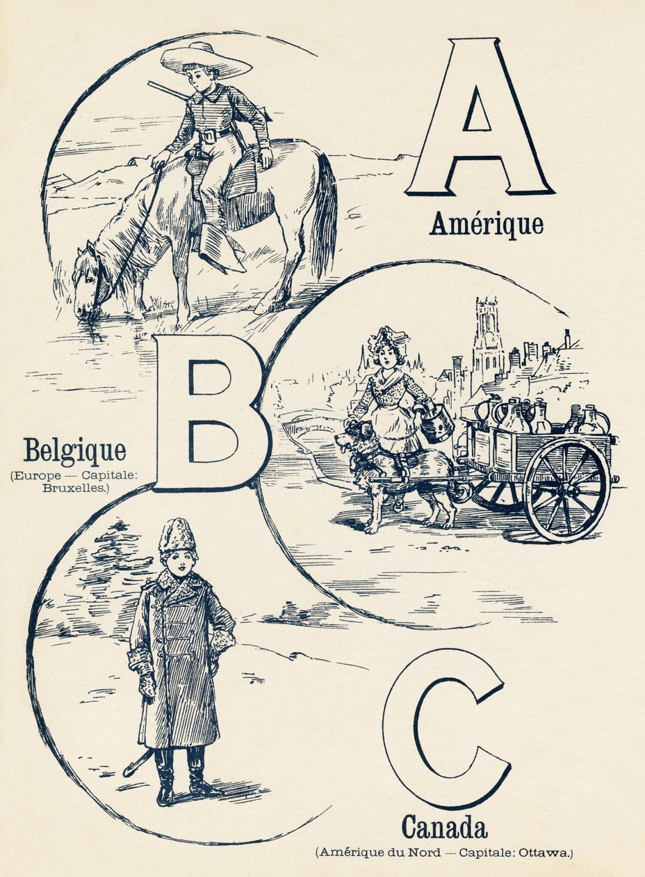A B C : América, Bélgica, Canadá - ABC dos dois mundos. Emile Guerin, editor, Paris, por volta de 1900. Dimensões : 27,5 x 21,5 cm de Unbekannt