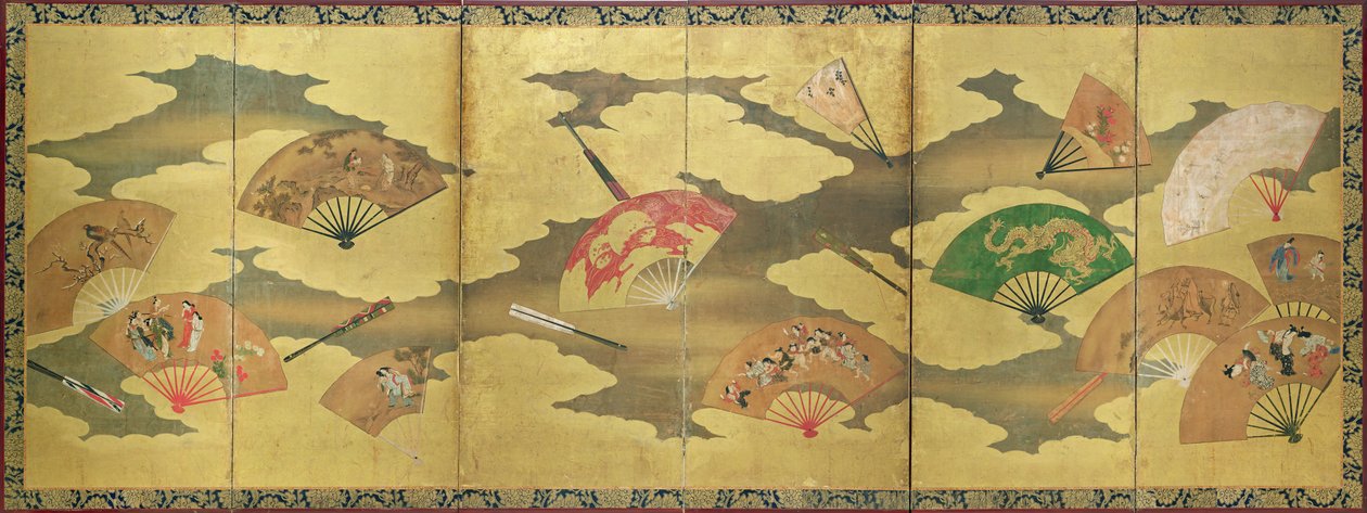 Uma decoração de ventiladores abertos e fechados, Período Momoyama (1568-1615) de Unbekannt