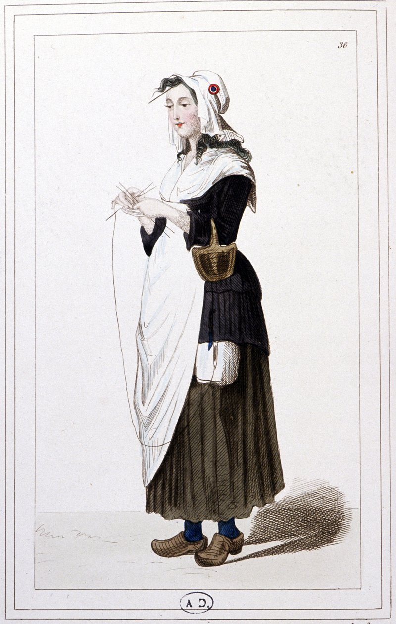 Um tricotador de guilhotina em 1793. c.1810 (Gravura) de Unbekannter Künstler