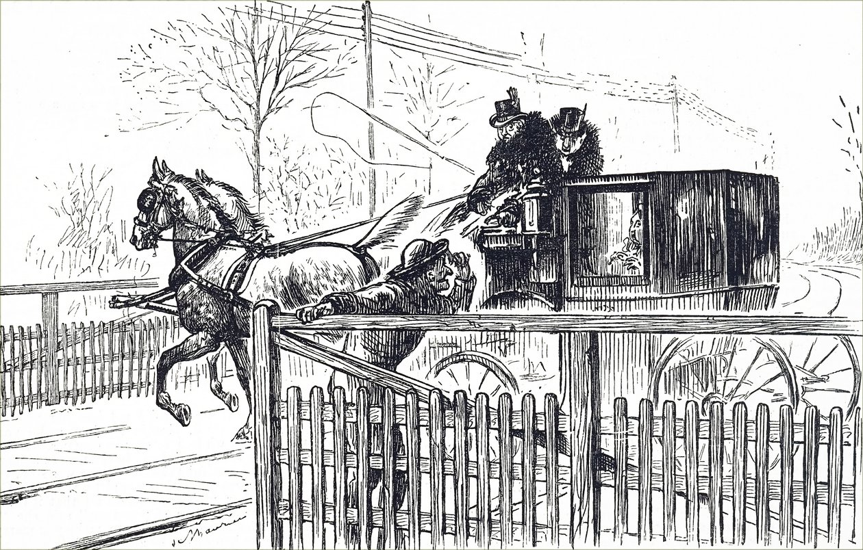 Um cavalo e uma carruagem a percorrer as ruas de Londres. de Unbekannter Künstler