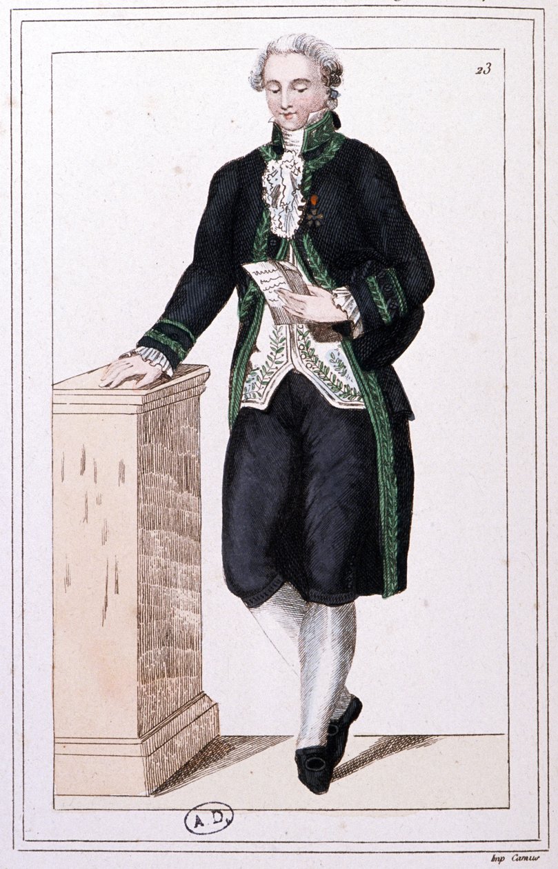 Um membro do Instituto durante o 1º Império, c.1810 (gravura) de Unbekannter Künstler