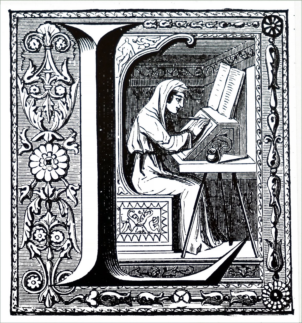 Um monge a iluminar um manuscrito de Unbekannt