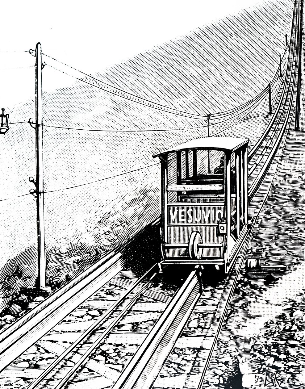 Uma elevação lateral do carro na linha funicular do Vesúvio. de Unbekannt