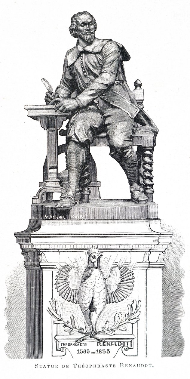 Uma estátua de Theophraste Renaudot. de Unbekannt
