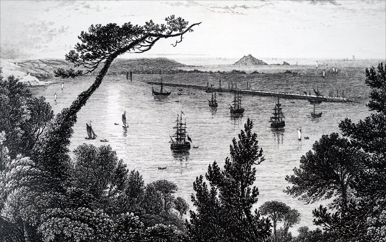 Uma vista do porto de Plymouth. de Unbekannt