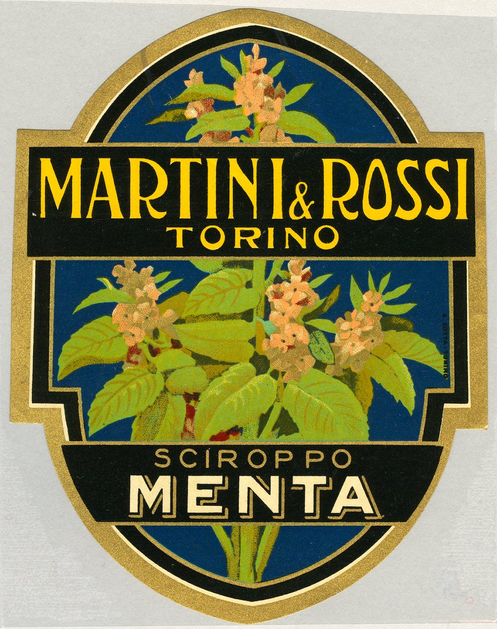 Etiqueta de propaganda do xarope de menta Martini e Rossi de Unbekannt