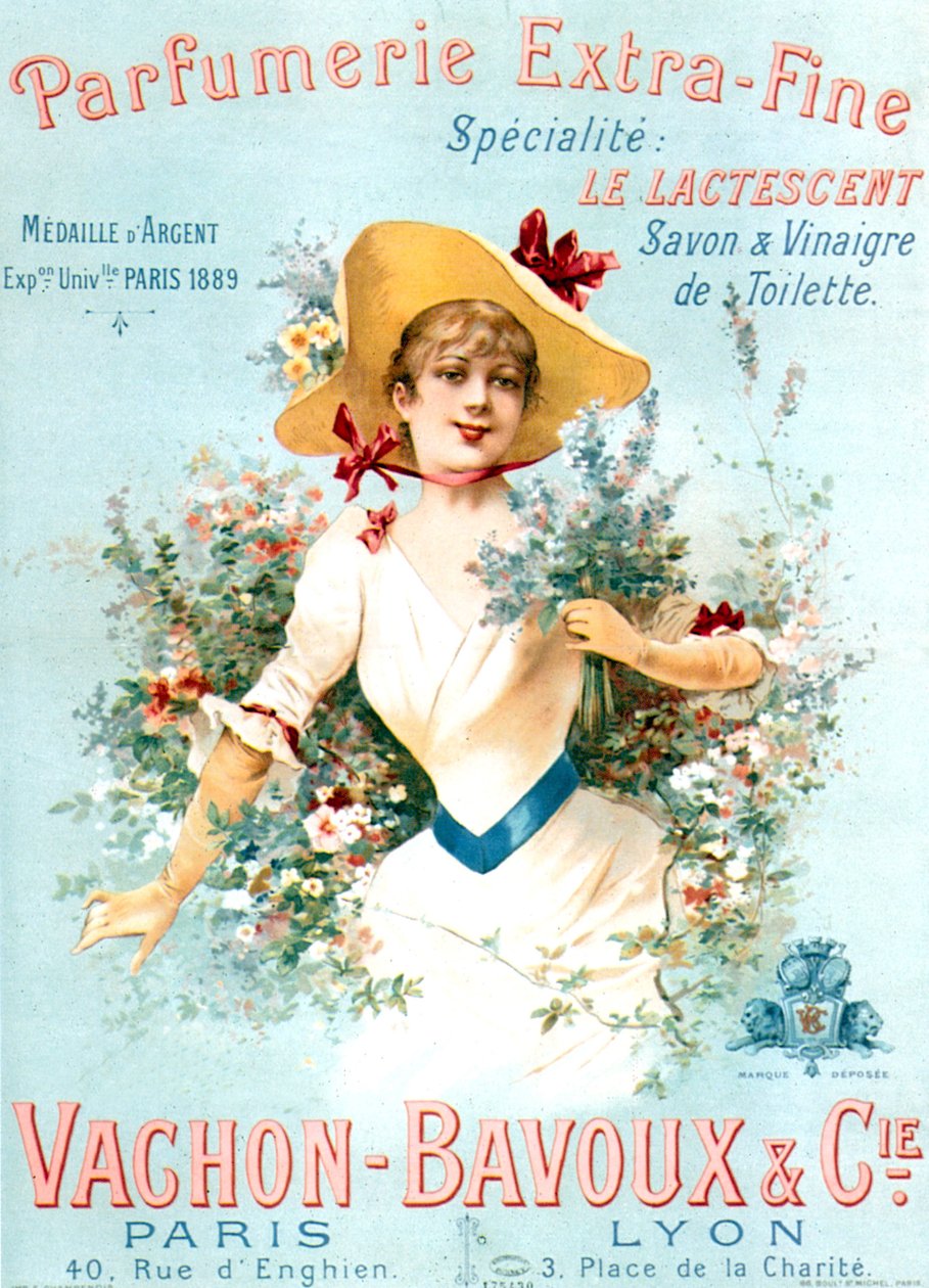 Cartaz publicitário dos perfumes Vachon Bavoux, c. 1891 de Unbekannter Künstler