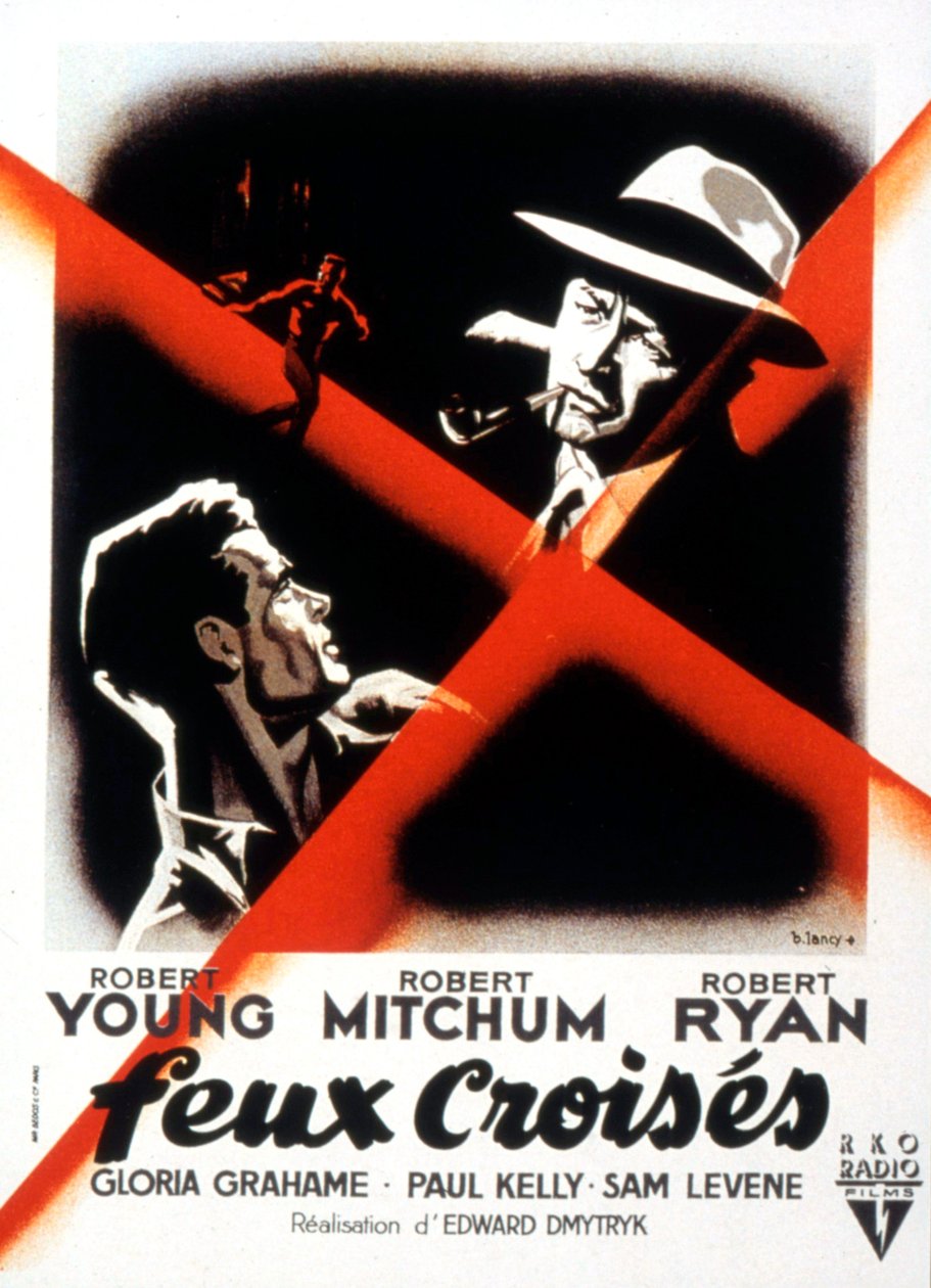 Cartaz do filme Crossfire de EdwarddMytryk com Robert Young Robert Mitchum e Robert Ryan 1947 de Unbekannt