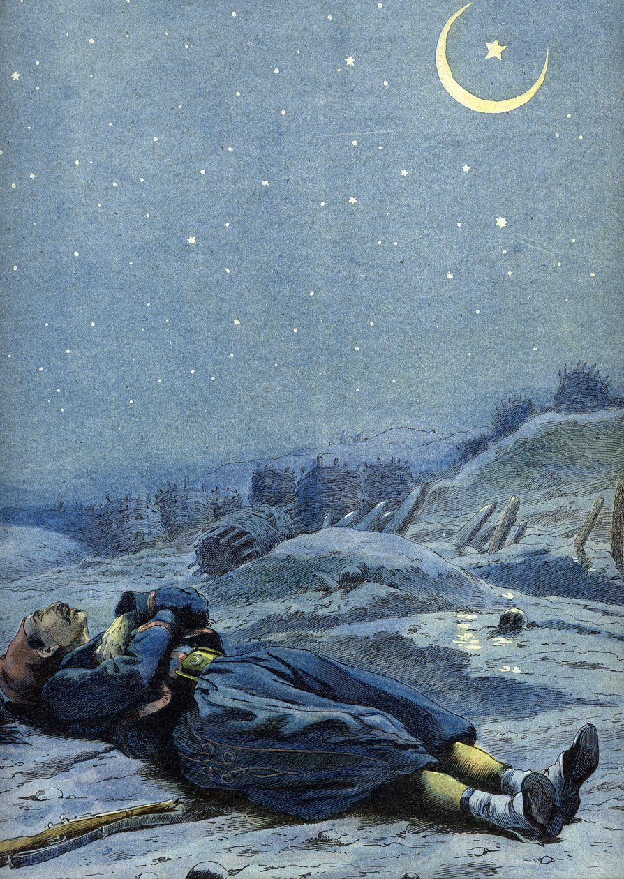 Alegoria do hino nacional turco: um soldado que morreu pelo seu país, por volta de 1900 (Ilustração) de Unbekannter Künstler