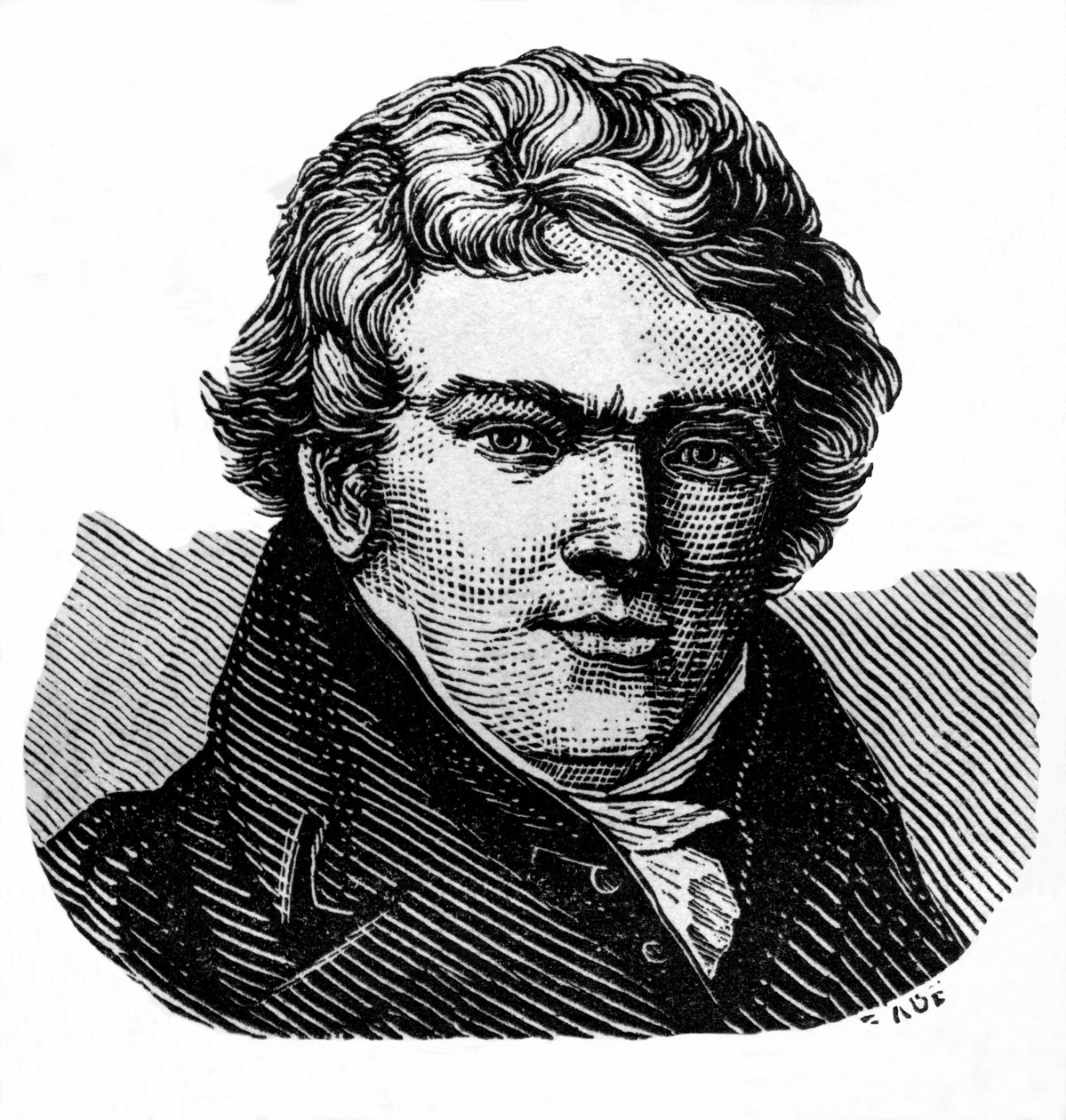 Aloys Senefelder (1771-1834), acteur et dramaturge allemand, inventeur de la lithographie et imprimeur - Senefelder, Alois, inventor da litografia. Ilustração / gravura em madeira de : "O mundo em ilustrações", publicado pelo autor, Dr. Chr. de Unbekannter Künstler
