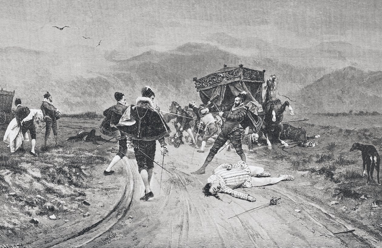 Um ataque a um treinador, em meados do século XVII, de 