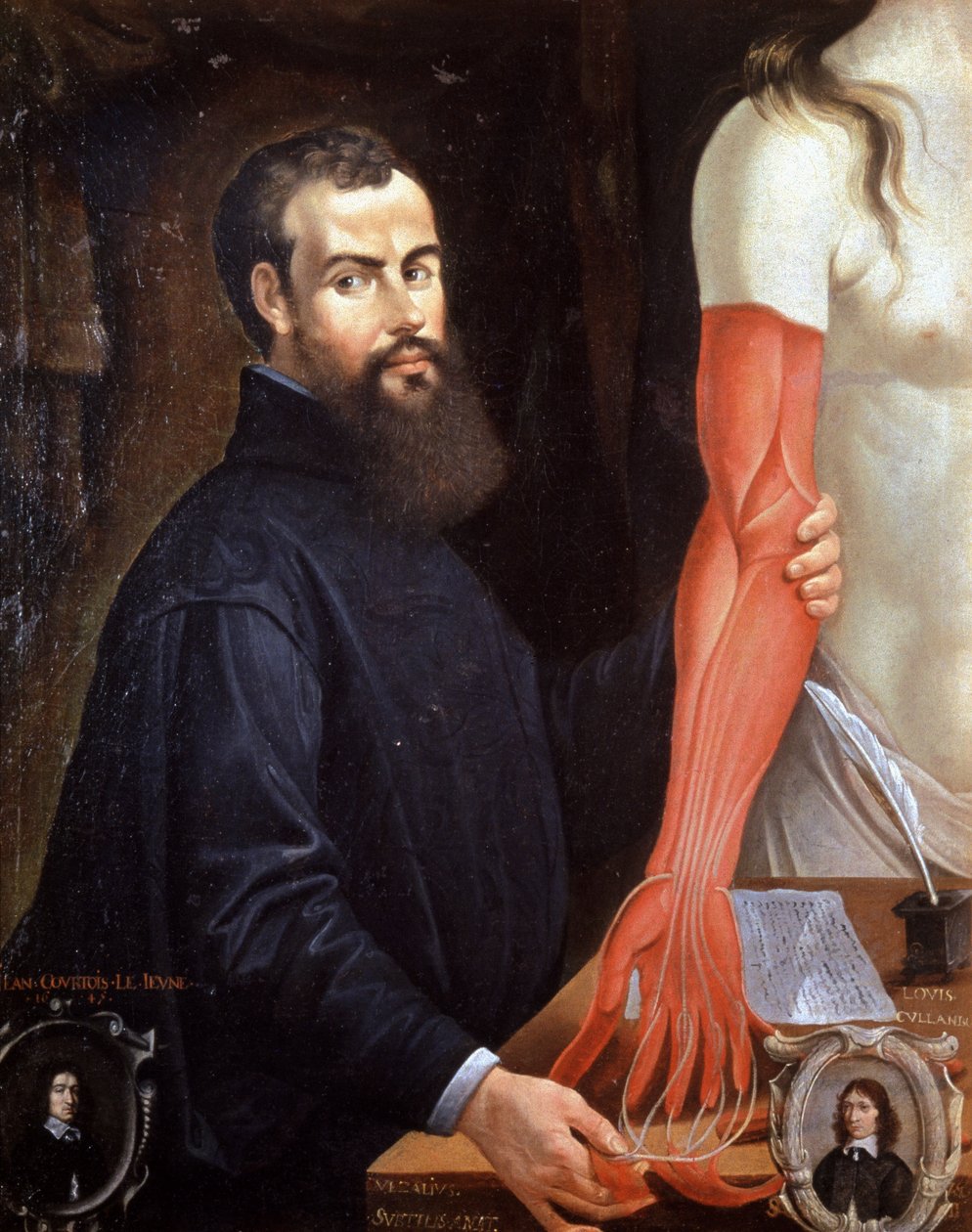 André Vesale (1514-1564) médico flamengo, pai da anatomia moderna, pintura de Pierre Poncet de Unbekannter Künstler
