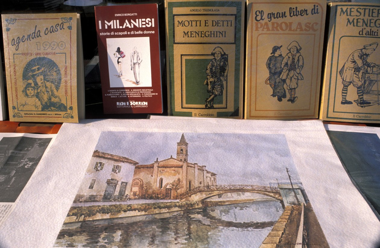 Mercado de antiguidades, Naviglio Grande, Milão, Lombardia, Itália de Unbekannt