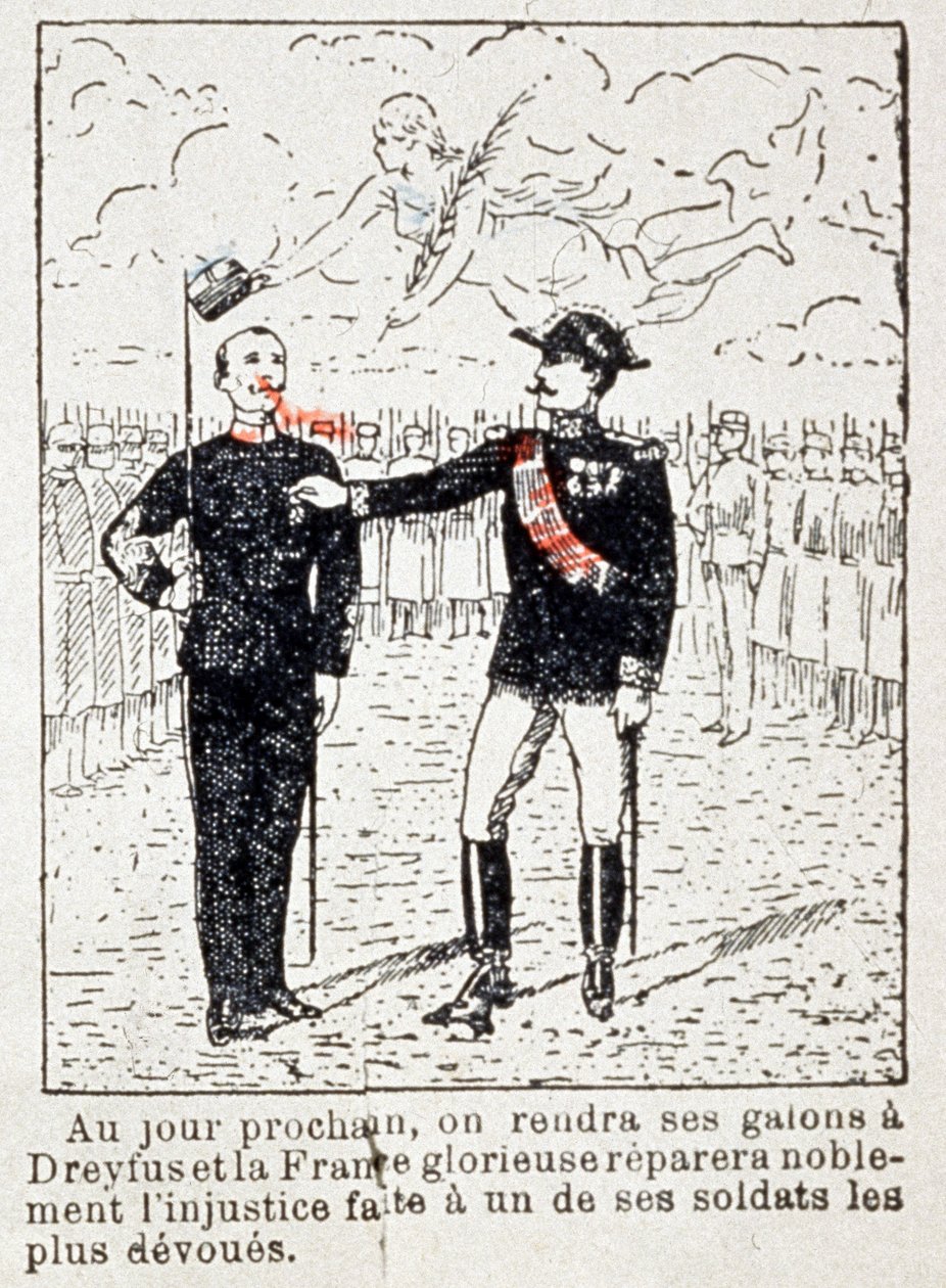 Exército a dar divisas ao capitão Dreyfus, c. 1906 (desenho) de Unbekannter Künstler