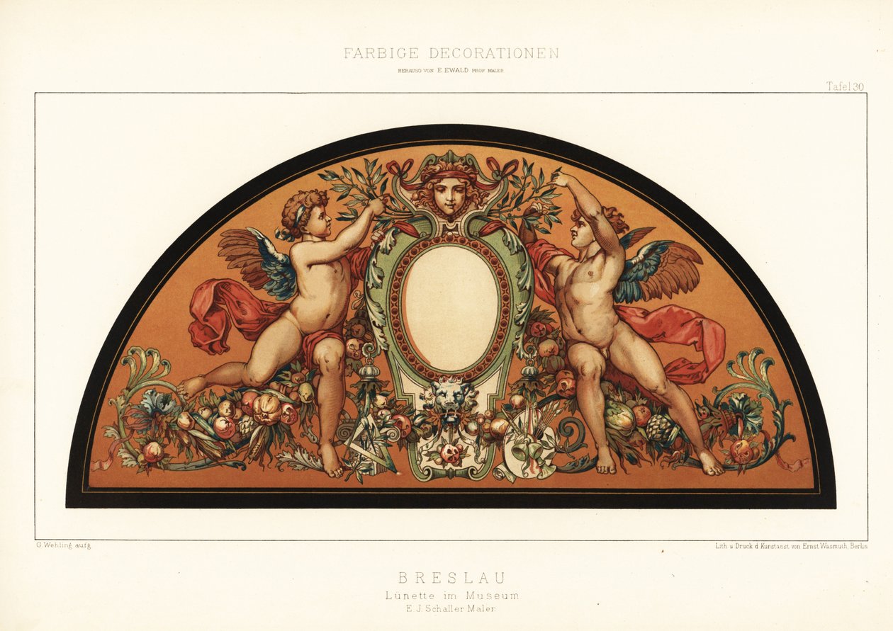 Ecrã Art nouveau no Museu de Wroclaw, Polónia,1890 (Cromolitografia) de Unbekannter Künstler