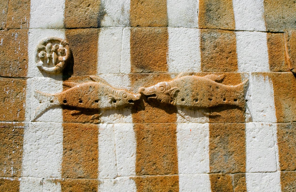 Baixo-relevo de dois peixes no recinto da estátua de Gomateshwara (foto) de Unbekannt