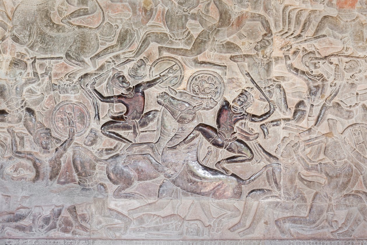 Relevos de base na galeria oriental de Angkor wat, Camboja de Unbekannter Künstler