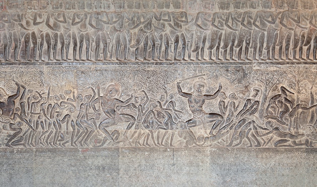 Relevos de base na galeria sul de Angkor wat, Camboja de Unbekannter Künstler
