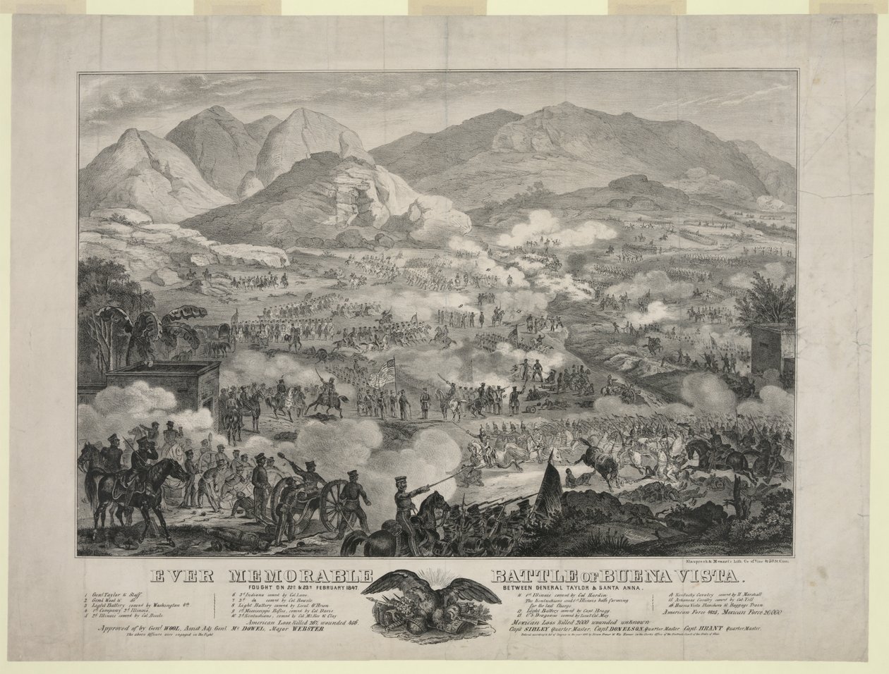 Batalha de Buena Vista também conhecida como Batalha de Angostura, as tropas do General Zachary Taylor forçando o retiro do General Antonio Lopez de Santa Anna, 23 de fevereiro de Unbekannt