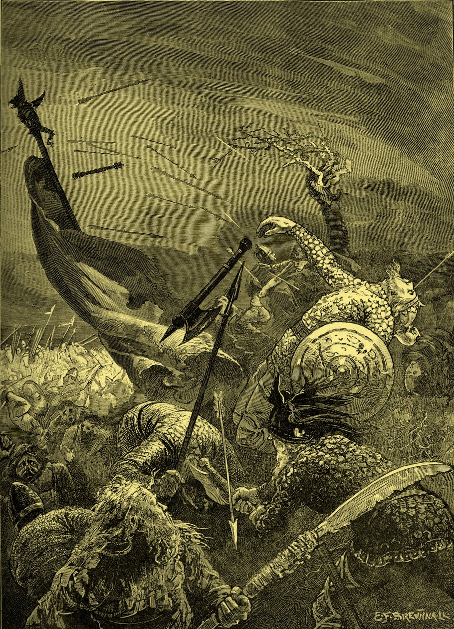Batalha de Hastings - morte de Haroldo II (gravura) de Unbekannter Künstler
