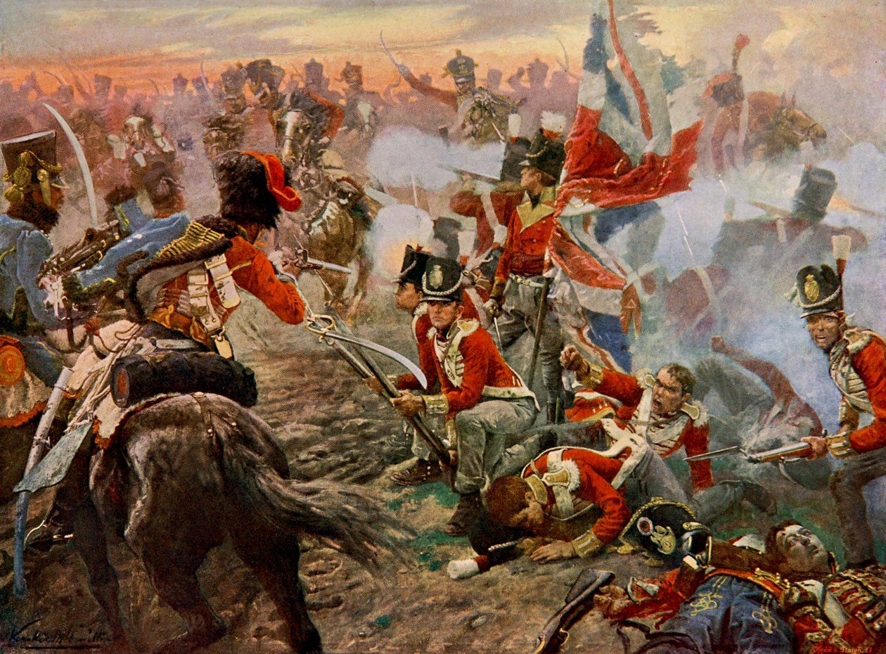 Batalha de Quatre Bras em 1815 (impressão) de Unbekannter Künstler