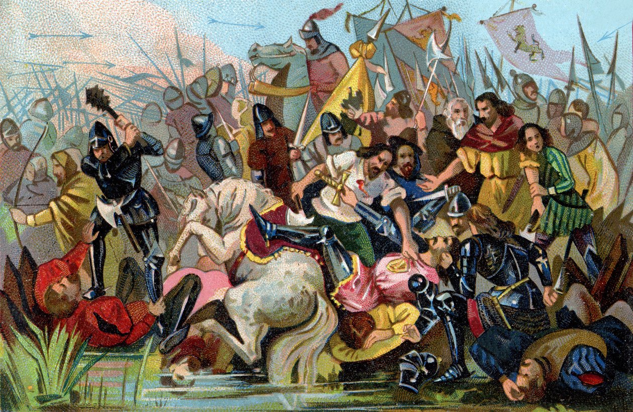 Batalha das Esporas de Ouro (1302), c.1900 (ilustração) de Unbekannter Künstler
