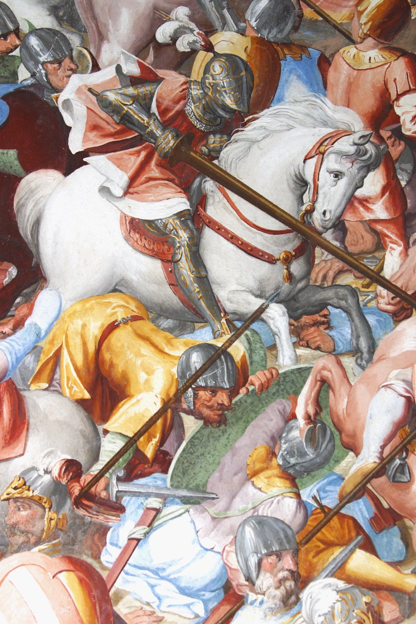Cena de batalha, detalhe dos afrescos no Hall of Battles (fresco) de Jean Le and workshop Noir