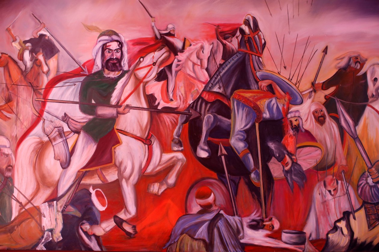 Bektachi (Bektashi) tekke em Gjakove, Kosovo. Pintura retratando a batalha de Kerbala. (foto) de Unbekannt