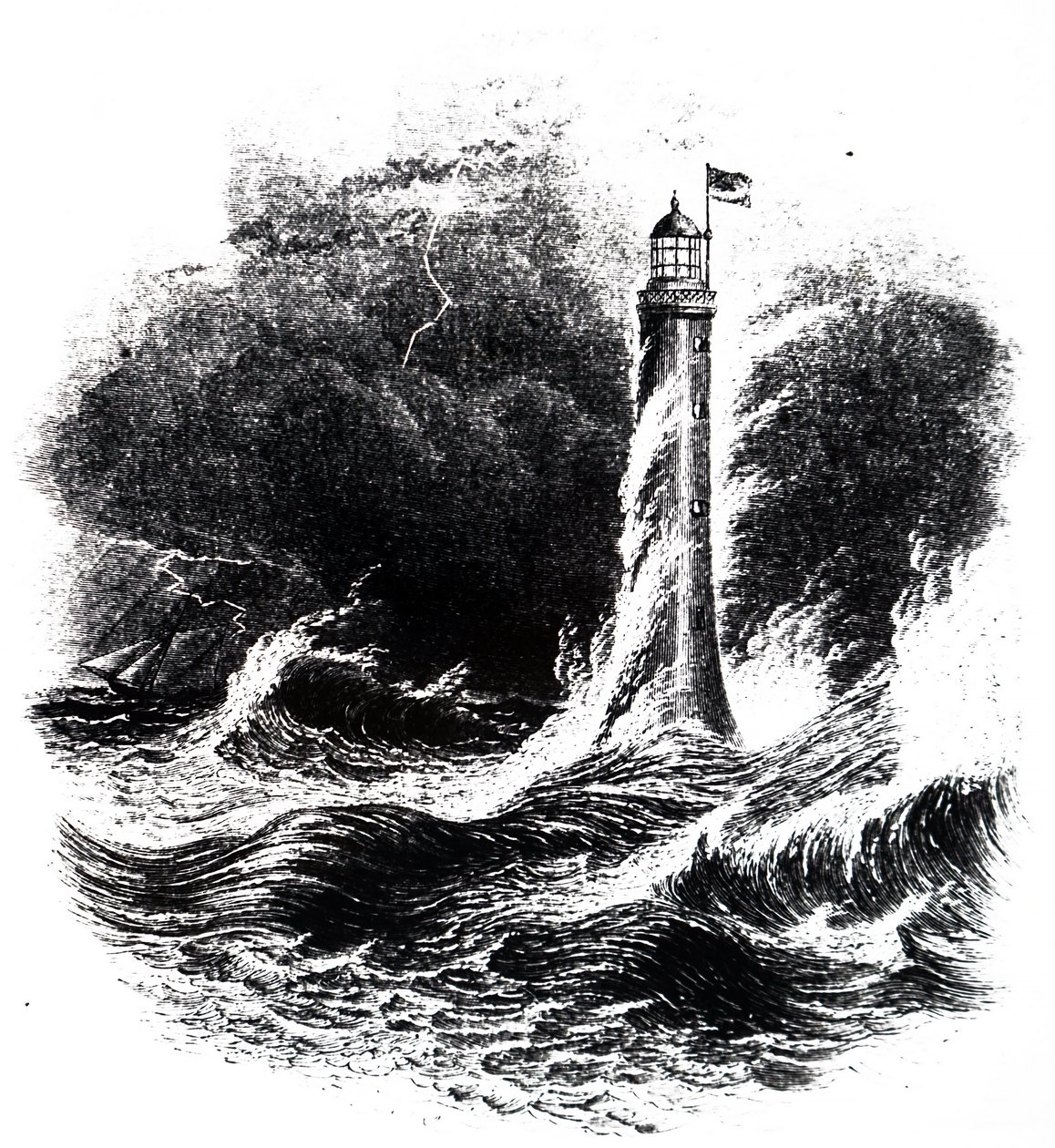 Farol de Bell Rock em uma tempestade. de Unbekannt