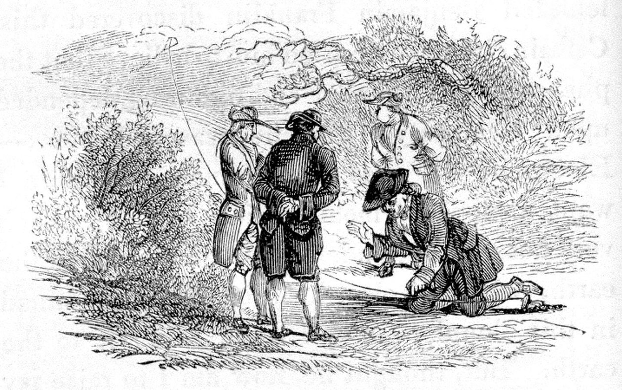 Benjamin Franklin durante a experiência eléctrica de Unbekannter Künstler