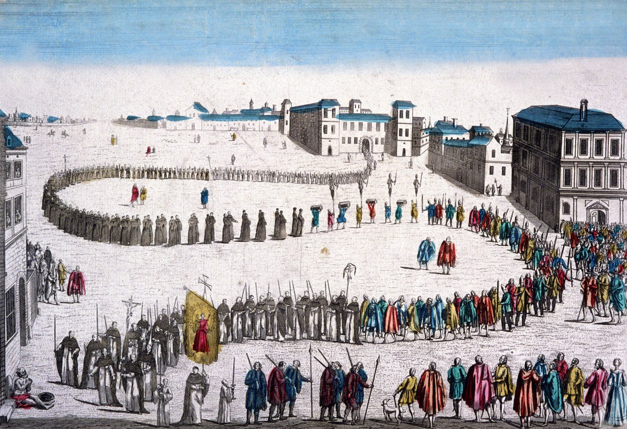 Grande procissão da Inquisição em Lisboa, gravura francesa de Unbekannter Künstler