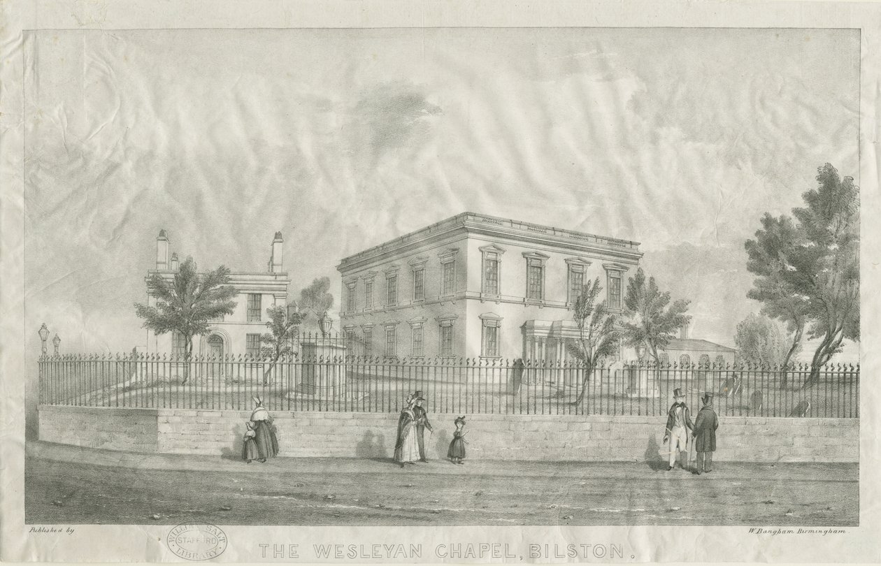 Bilston - Capela Wesleyana: litografia, anos 1840 de Unbekannt