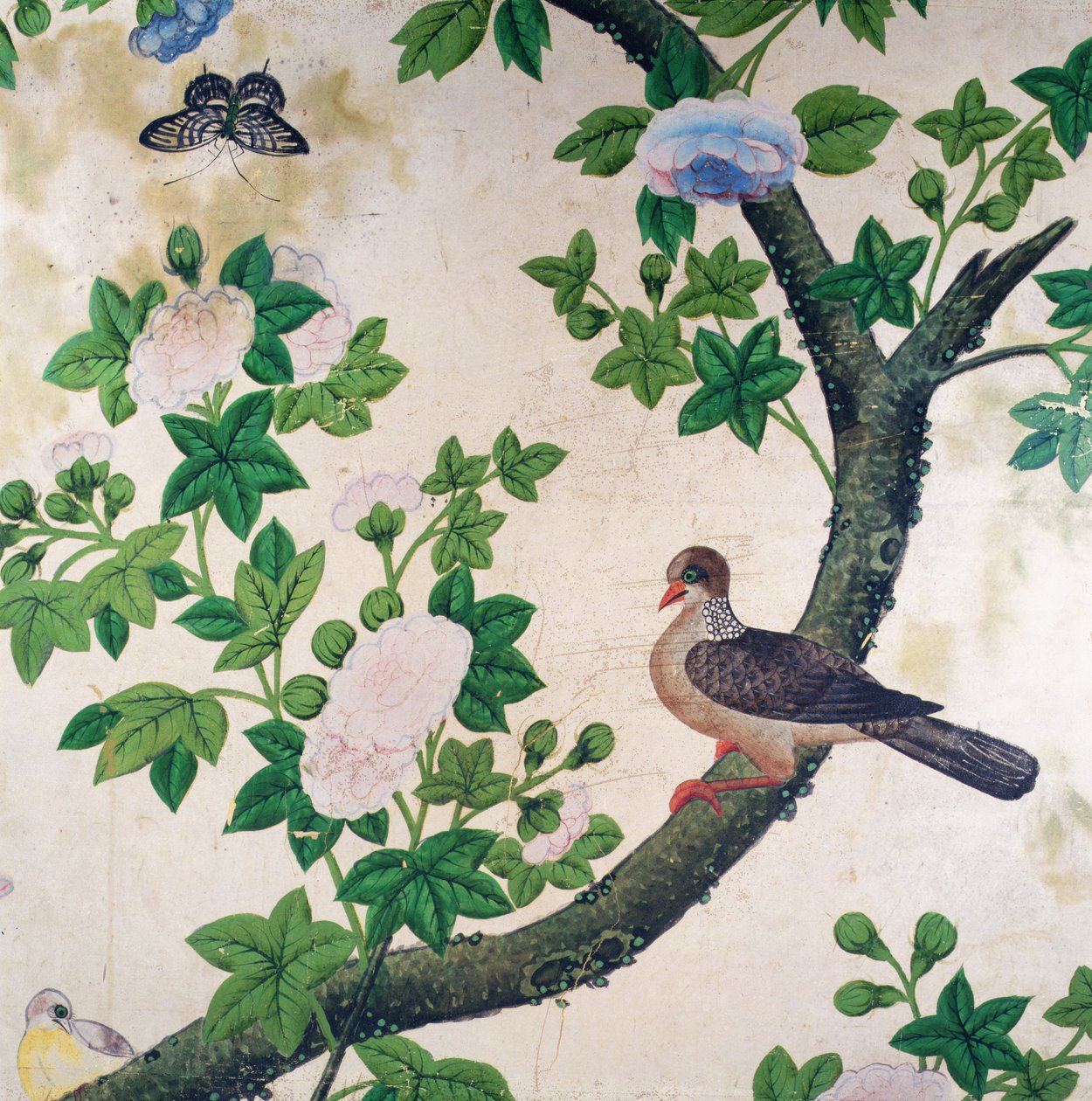 Papel de parede de pássaros, c.1840 de Unbekannter Künstler