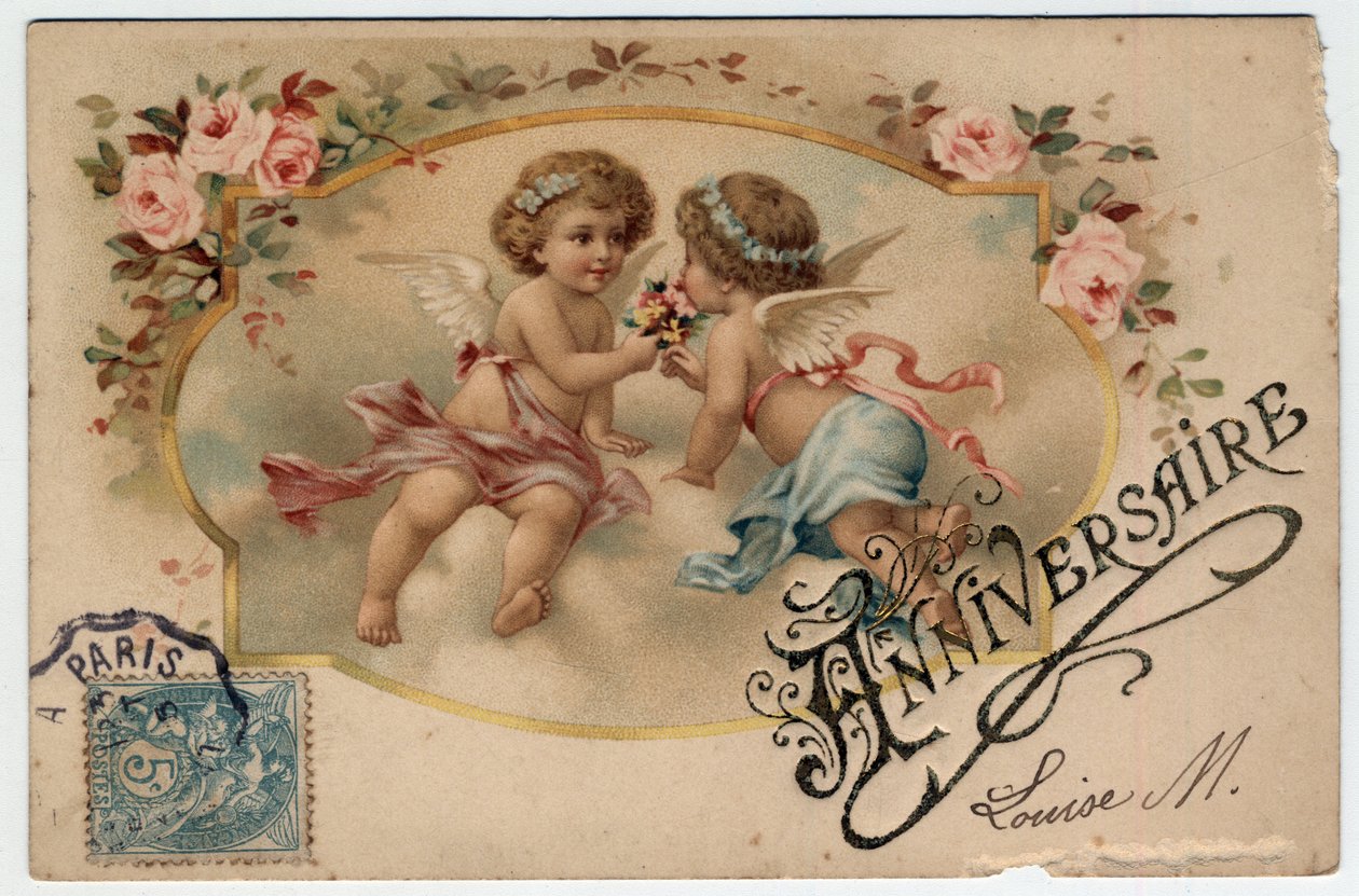 Cartão de Boas Festas de Aniversário - Cartão Postal do final do século 19-20 de Unbekannt