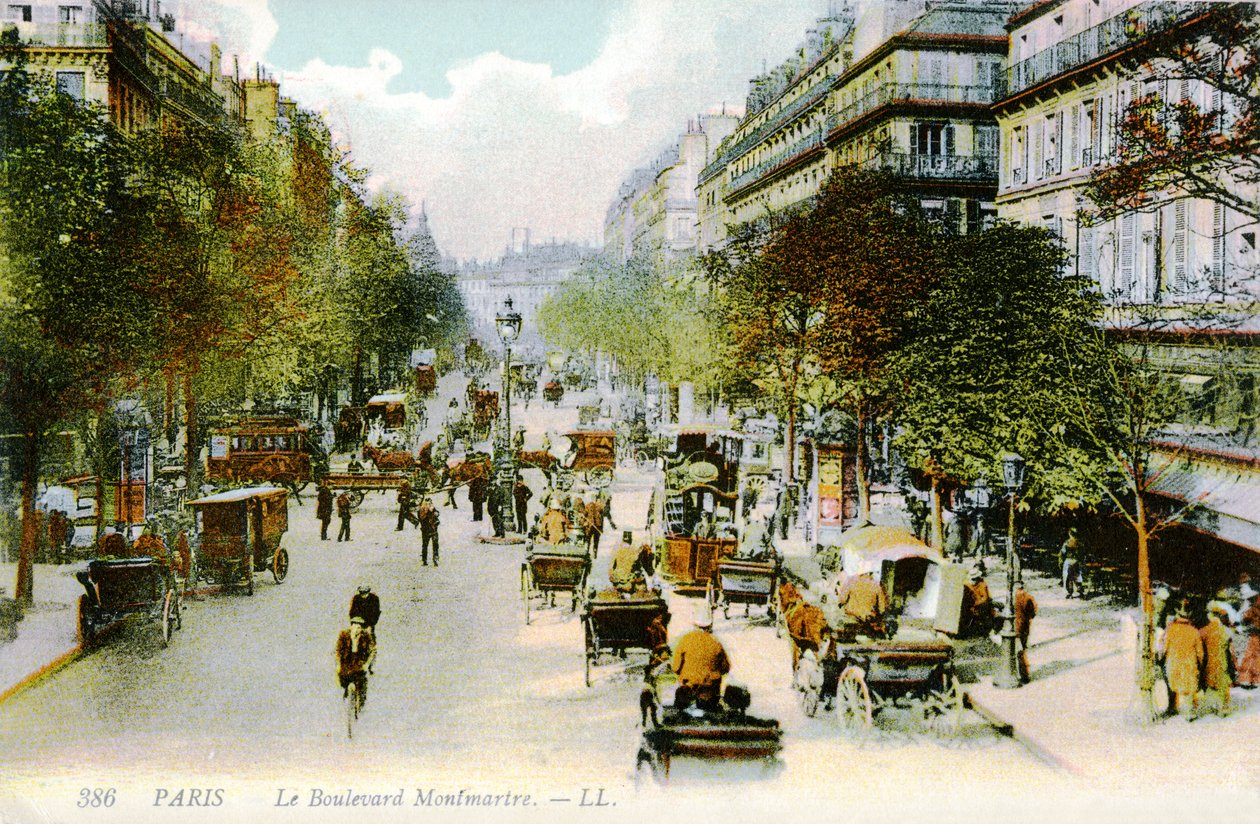 Boulevard Montmartre, Paris, c. 1900 de Unbekannter Künstler